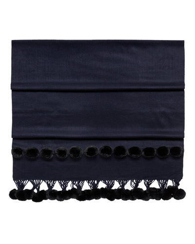 N.Peal Women's Fur Bobble Woven Shawl Navy Blue