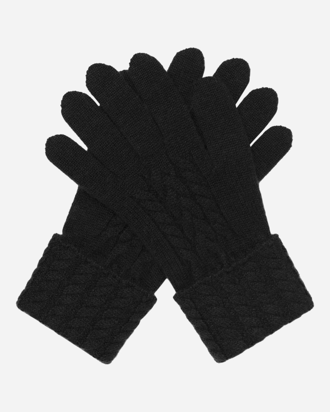 N.Peal Women's Cable Cashmere Gloves Black