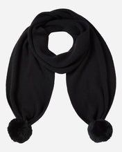 Load image into Gallery viewer, N.Peal Unisex Shearling Pom Ribbed Scarf Black
