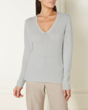 Load image into Gallery viewer, Gauzy V Neck Sweater Fumo Grey
