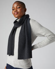 Load image into Gallery viewer, N.Peal Unisex Short Ribbed Cashmere Scarf Dark Charcoal Grey
