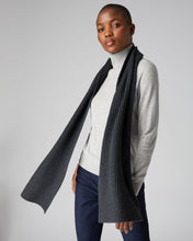 Load image into Gallery viewer, N.Peal Unisex Short Ribbed Cashmere Scarf Dark Charcoal Grey
