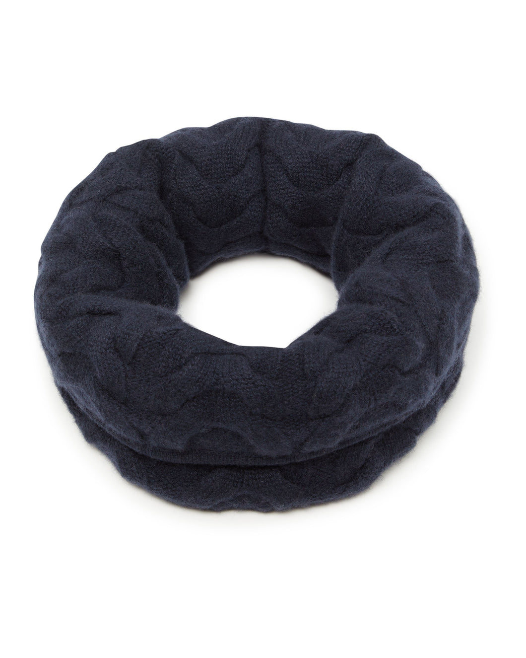 N.Peal Unisex Cable Cashmere Snood Navy Blue