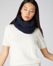 Load image into Gallery viewer, N.Peal Unisex Cable Cashmere Snood Navy Blue
