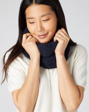 Load image into Gallery viewer, N.Peal Unisex Cable Cashmere Snood Navy Blue
