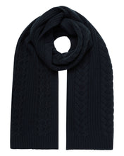 Load image into Gallery viewer, N.Peal Women&#39;s Wide Cable Cashmere Scarf Navy Blue
