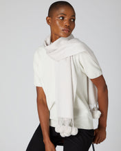 Load image into Gallery viewer, N.Peal Women's Fur Bobble Woven Cashmere Scarf Snow Grey
