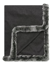 Load image into Gallery viewer, N.Peal Women&#39;s Fur Trim Woven Cashmere Shawl Dark Charcoal Grey
