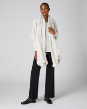 Load image into Gallery viewer, N.Peal Women's Fur Trim Woven Cashmere Shawl Snow Grey
