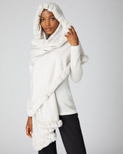 Load image into Gallery viewer, N.Peal Women's Fur Trim Woven Cashmere Shawl Snow Grey
