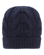 Load image into Gallery viewer, N.Peal Unisex Antler Cable Hat Navy Blue
