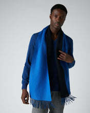 Load image into Gallery viewer, N.Peal Unisex Doubleface Woven Cashmere Scarf Navy Blue + Light Blue
