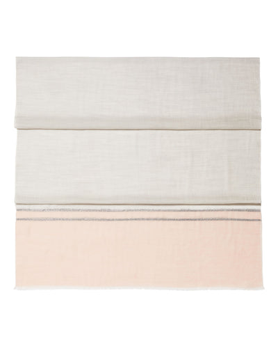 N.Peal Women's Contrast End Cashmere Pashmina Grey + Pink