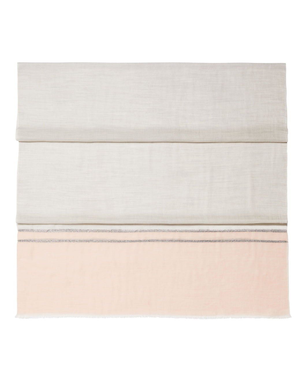 N.Peal Women's Contrast End Cashmere Pashmina Grey + Pink