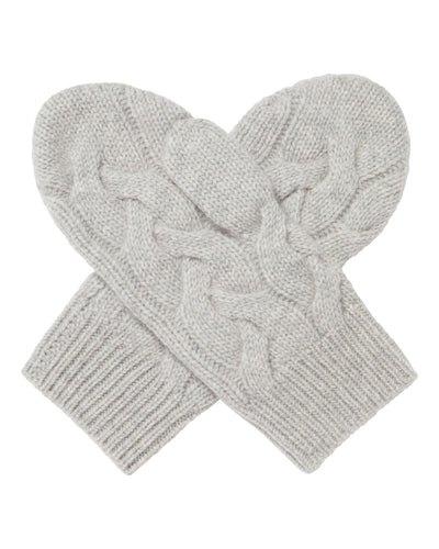 N.Peal Women's Cashmere Cable Mittens Fumo Grey