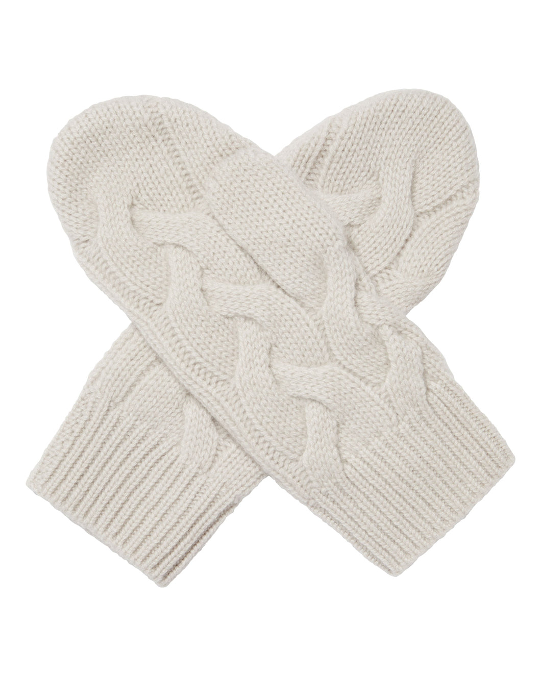N.Peal Women's Cashmere Cable Mittens Snow Grey