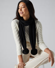 Load image into Gallery viewer, N.Peal Unisex Shearling Pom Ribbed Scarf Black
