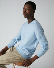 Load image into Gallery viewer, N.Peal Men&#39;s Burlington V Neck Cashmere Jumper Cornflower Blue
