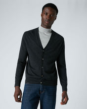 Load image into Gallery viewer, N.Peal Men's Curzon Fine Gauge Cashmere Cardigan Dark Charcoal Grey

