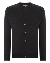 Load image into Gallery viewer, N.Peal Men's Curzon Fine Gauge Cashmere Cardigan Dark Charcoal Grey
