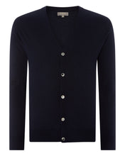Load image into Gallery viewer, N.Peal Men's Curzon Fine Gauge Cashmere Cardigan Navy Blue
