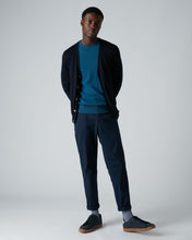 Load image into Gallery viewer, N.Peal Men's Curzon Fine Gauge Cashmere Cardigan Navy Blue
