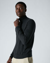 Load image into Gallery viewer, N.Peal Men&#39;s The Regent Fine Gauge Cashmere Half Zip Jumper Dark Charcoal Grey
