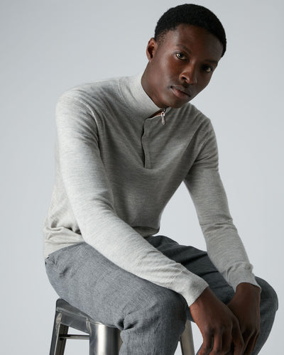 N.Peal Men's The Regent Fine Gauge Cashmere Half Zip Jumper Fumo Grey