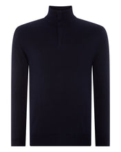 Load image into Gallery viewer, N.Peal Men's Regent Fine Gauge Cashmere Half Zip Jumper Navy Blue
