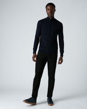Load image into Gallery viewer, N.Peal Men's Regent Fine Gauge Cashmere Half Zip Jumper Navy Blue
