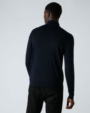 Load image into Gallery viewer, N.Peal Men's Regent Fine Gauge Cashmere Half Zip Jumper Navy Blue
