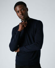 Load image into Gallery viewer, N.Peal Men's Regent Fine Gauge Cashmere Half Zip Jumper Navy Blue

