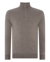 Load image into Gallery viewer, N.Peal Men&#39;s The Regent Fine Gauge Cashmere Half Zip Jumper Taupe Brown
