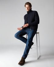 Load image into Gallery viewer, N.Peal Men&#39;s Richmond Cable Cashmere Cardigan Navy Blue
