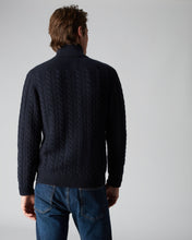 Load image into Gallery viewer, N.Peal Men&#39;s Richmond Cable Cashmere Cardigan Navy Blue
