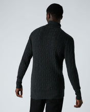 Load image into Gallery viewer, N.Peal Men&#39;s Classic Cable Roll Neck Cashmere Jumper Dark Charcoal Grey
