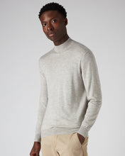 Load image into Gallery viewer, N.Peal Men&#39;s Fine Gauge Cashmere Mock Turtle Neck Jumper Fumo Grey
