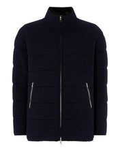 Load image into Gallery viewer, N.Peal Men&#39;s Fur Lined Quilted Jacket Navy Blue
