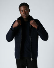 Load image into Gallery viewer, N.Peal Men&#39;s Fur Lined Quilted Jacket Navy Blue
