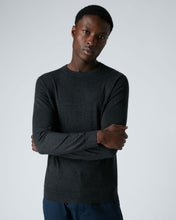 Load image into Gallery viewer, N.Peal Men's Covent Fine Gauge Cashmere Round Neck Jumper Dark Charcoal Grey
