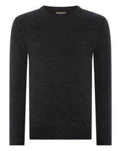 Load image into Gallery viewer, N.Peal Men's Covent Fine Gauge Cashmere Round Neck Jumper Dark Charcoal Grey
