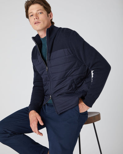 N.Peal Men's Quilted Jacket Navy Blue