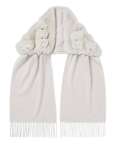 N.Peal Women's Rabbit Fur Scarf Snow Grey