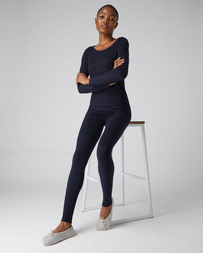 N.Peal Women's Cashmere Leggings Navy Blue