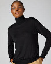 Load image into Gallery viewer, Women&#39;s Superfine Cashmere Roll Neck Jumper Black
