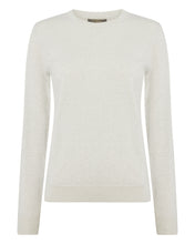 Load image into Gallery viewer, N.Peal Women&#39;s Round Neck Jumper With Lurex Ecru White Sparkle
