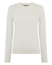 Load image into Gallery viewer, N.Peal Women&#39;s Round Neck Jumper With Lurex Ecru White Sparkle
