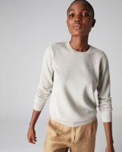 Load image into Gallery viewer, N.Peal Women&#39;s Round Neck Jumper With Lurex Ecru White Sparkle
