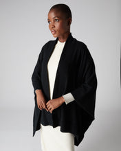 Load image into Gallery viewer, N.Peal Women&#39;s Diagonal Rib Edged Cashmere Cape Black
