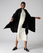 Load image into Gallery viewer, N.Peal Women&#39;s Diagonal Rib Edged Cashmere Cape Black
